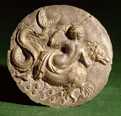 Nereide su Ketos, dal coperchio di una pyxis trovata a Canosa di Puglia, c.130 a.C. da Roman